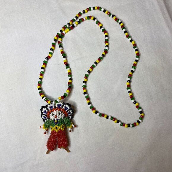 1970s Zuni Beaded Kachina Necklace Southwestern Vintage Art - Picture 12 of 14
